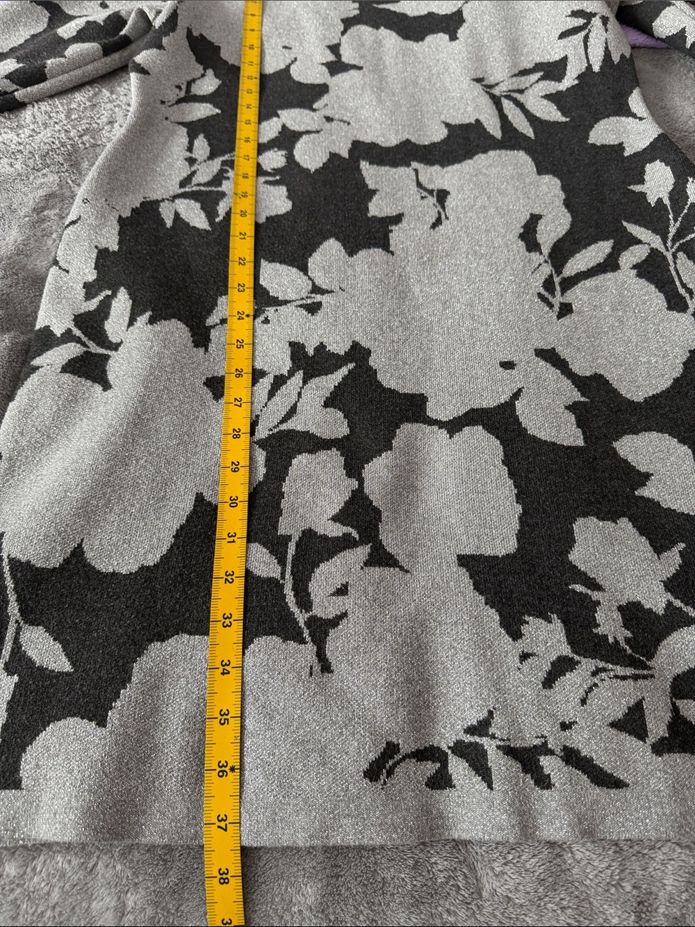 Calvin Klein Metallic Floral Knit Sweater Dress – Size XL - Picture 13 of 13
